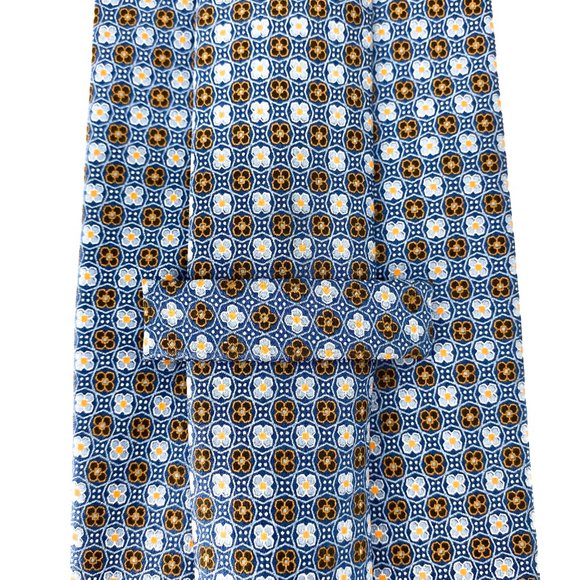 ERMENEGILDO ZEGNA Blue Micro Floret Grid Silk Tie - Picture 12 of 16